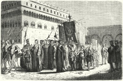 Procesja dziecięca we Florencji pod rządami Girolamo Savonaroli (grafika) autorstwa German School