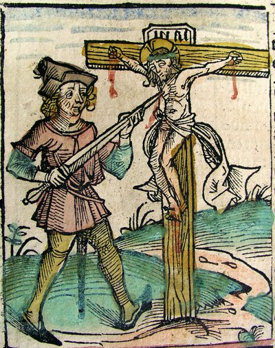 Chrystus Recrucified, opublikowany w Kronice Norymberskiej, 1493 autorstwa German School