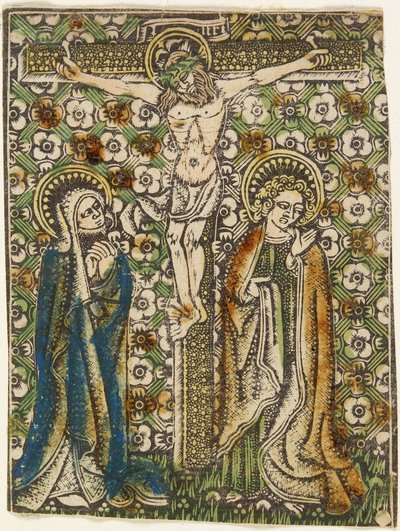 Chrystus na krzyżu z Maryją i św. Janem, ok. 1460 (metaloplastyka) autorstwa German School