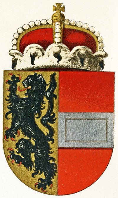 Herb Salzburga z książęcym kapeluszem spoczywającym na tarczy, ok.1898 r. autorstwa German School