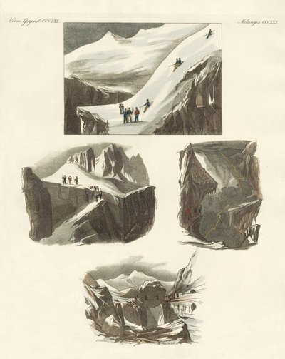 O wejściu na Mount Blanc (kolorowy grawerunek) autorstwa German School