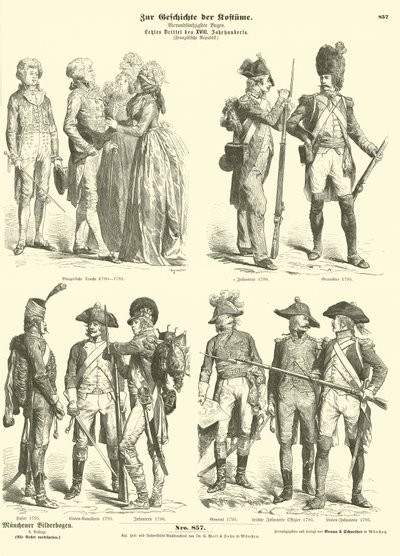 Kostiumy i mundury wojskowe Francji republikańskiej, lata 1790 autorstwa German School