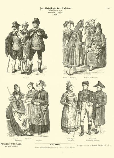Kostiumy z Baden, Niemcy, XIX wiek autorstwa German School