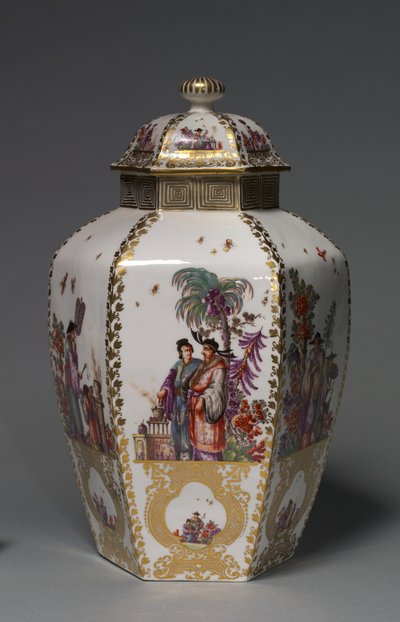 Wazon kryty, producent Fabryka Porcelany Miśni, Niemcy, ok. 1728-1730 autorstwa German School