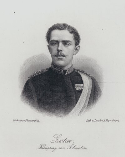Książę koronny Gustaw Szwecji, przyszły król Gustaw V (rycina) autorstwa German School