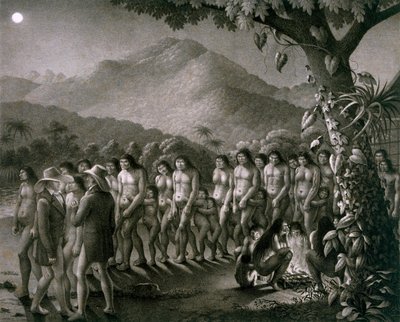 Taniec plemienia Puri, ilustracja z Atlasu podróży w Brazylii autorstwa German School