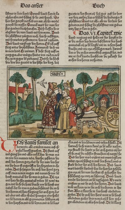 Dawid i Arka Przymierza, koniec XV w. (rękopis drzeworyt) autorstwa German School