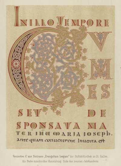 Zdobiona litera C z Sintrams Evangelium longum, koniec IX w. autorstwa German School