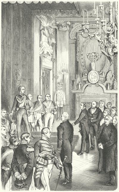 Delegacja parlamentu frankfurckiego oferująca królowi Fryderykowi Wilhelmowi IV koronę Niemiec, 1849 autorstwa German School