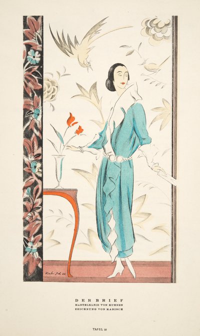 Der Brief, Coat Dress Kurnen, z Styl, wyd. 1922 (odbitka w pochoirze) autorstwa German School