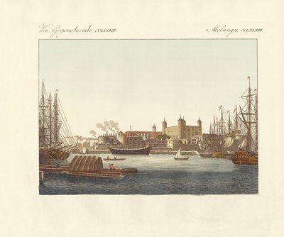 Opis Tower of London (kolorowy grawerunek) autorstwa German School