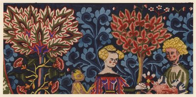 Fragment gobelinu "Sad miłości" z Alzacji autorstwa German School