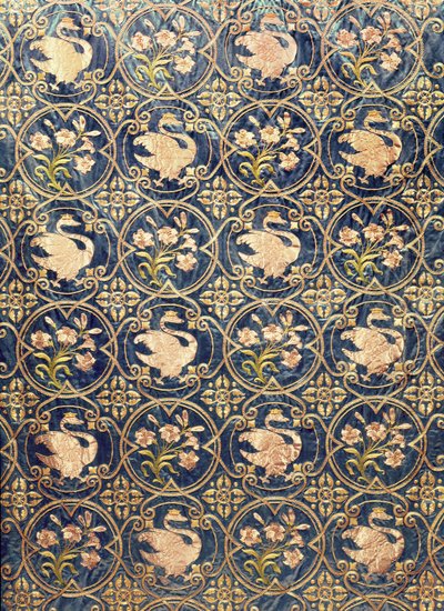 Fragment zasłony ozdobionej łabędziami i liliami kwiatowymi autorstwa German School