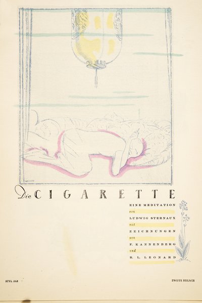 Die Cigarette eine Meditation, ze Stylu, wyd. 1922 (druk pochoir) autorstwa German School