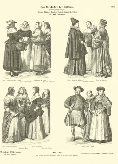 holenderski, czeski, hiszpański, angielski, francuski i polski, kostiumy, XVI-XVII w. autorstwa German School