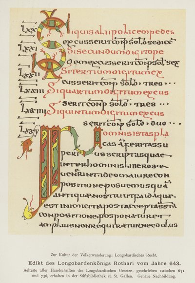 Edykt Rothari, króla Longobardów, 643 (kolor lito) autorstwa German School
