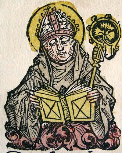 Edmund Rich, arcybiskup Canterbury, opublikowany w Kronice Norymberskiej, 1493 autorstwa German School