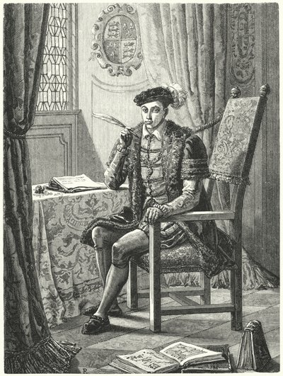 Edward VI, król Anglii (grafika) autorstwa German School