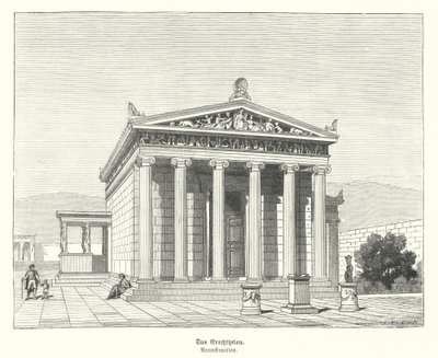 Erectheion, świątynia poświęcona Atenie i Posejdonowi na Akropolu, Ateny, Starożytna Grecja (rycina) autorstwa German School