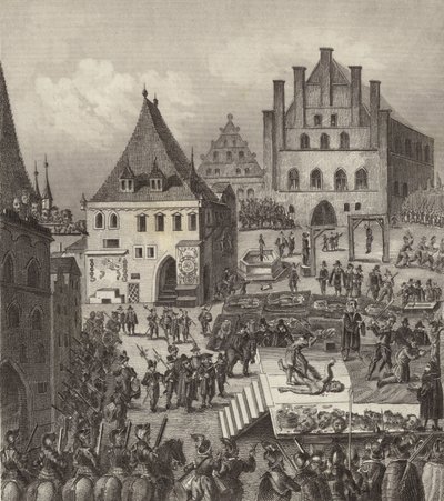 Egzekucja czeskich przywódców protestanckich rebeliantów w Pradze autorstwa German School