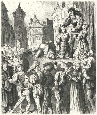 Scena egzekucji z Tytusa Andronika (rycina) autorstwa German School