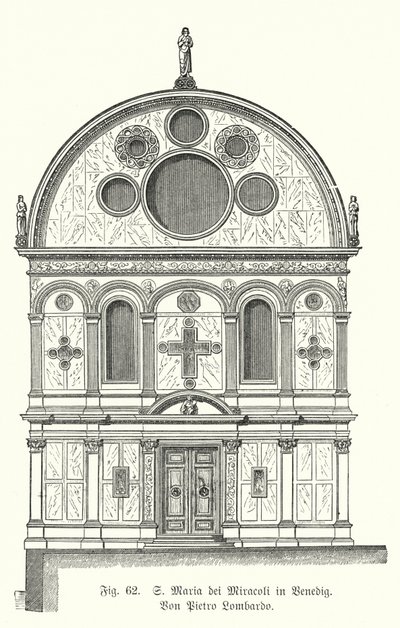 Fasada kościoła Santa Maria dei Miracoli, proj. Pietro Lombardo, Wenecja, Włochy (grafika) autorstwa German School