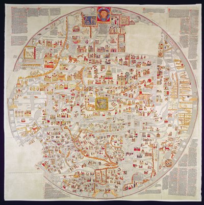 Faksymile kopii "Ebstorf Mappamundi", wykonanej dla klasztoru w Ebstorf, niedaleko Luneberg, ok. 1339 r. (druk) autorstwa German School