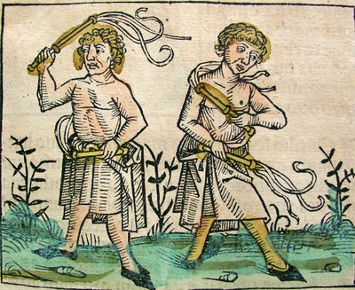 Biczownicy, opublikowana w Kronice Norymberskiej, 1493 autorstwa German School
