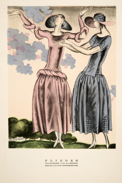 "Flieder", reklama odzieży M. Gerstela, ze Stylu, wyd. 1922 (druk pochoir) autorstwa German School
