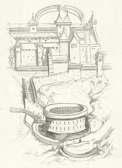 Fortyfikacje Carcassonne we Francji (rycina) autorstwa German School