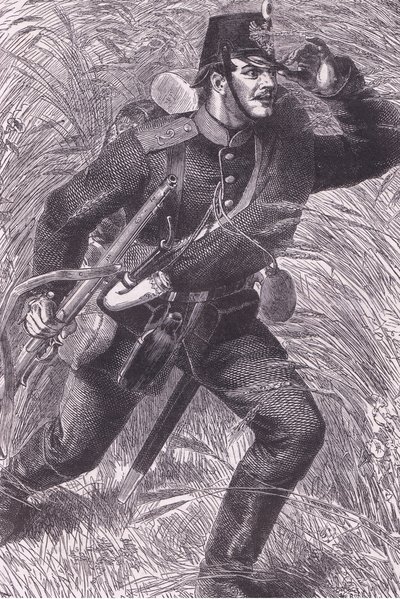 Naprzód, Cassells History of the War between France and Germany opublikowany przez Cassell and Company Limited, c.1890 (lito) autorstwa German School