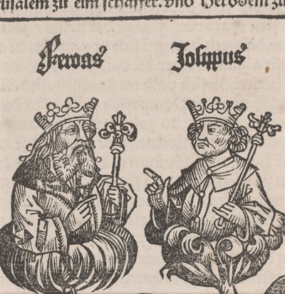 Fragment ilustracji z Kroniki Norymberskiej autorstwa German School