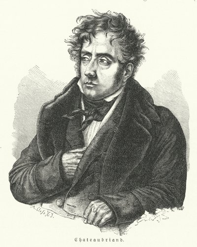 Francois-Rene de Chateaubriand , francuski powieściopisarz, polityk, dyplomata i historyk (lito) autorstwa German School