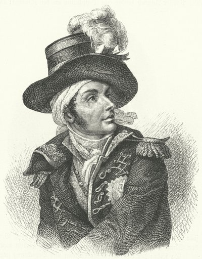Francois de Charette , francuski rojalistyczny żołnierz i polityk, który był jednym z przywódców powstania Wandei przeciwko francuskiemu reżimowi rewolucyjnemu (grafika) autorstwa German School