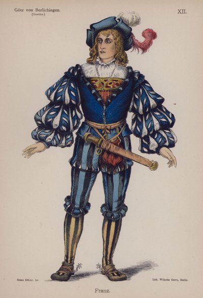 Franz, z Gotz von Berlichingen przez Goethego (kolor lito) autorstwa German School