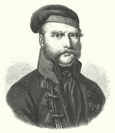 Fryderyk Wilhelm, książę Brunszwiku-Wolfenbuttel, niemiecki żołnierz, który poprowadził Czarnych Brunszwików przeciwko Francuzom podczas okupacji Niemiec w wojnach napoleońskich (rycina) autorstwa German School