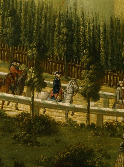 Fryderyk Wielki na koniu w Maulbeerallee niedaleko Sanssouci, 1770 autorstwa German School