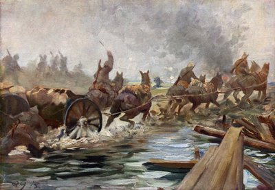 Z frontu wschodniego, transport amunicji (kolorowa litografia) autorstwa German School