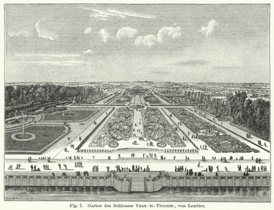 Projekt ogrodu: ogrody Chateau de Vaux-le-Vicomte, Maincy, Francja, założone przez Andre le Notre w XVII wieku (rycina) autorstwa German School