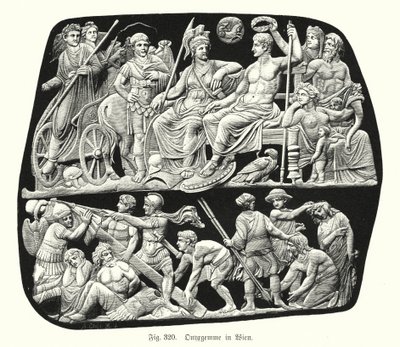 Gemma Augustea, starożytny rzymski onyks relief kamea grawerowany klejnot (grawerowanie) autorstwa German School