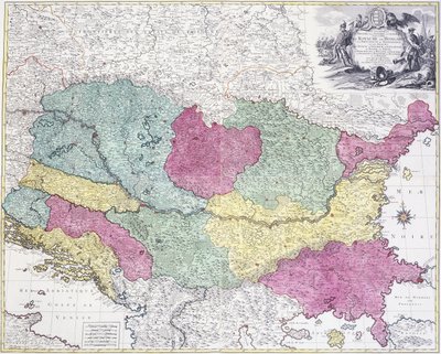 Mapa geograficzna Teatru Wojny, przedstawiająca w głównej mierze Królestwo Węgier, 1771 autorstwa German School