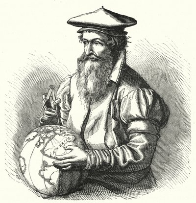 Gerardus Mercator, flamandzki geograf i kartograf (grafika) autorstwa German School