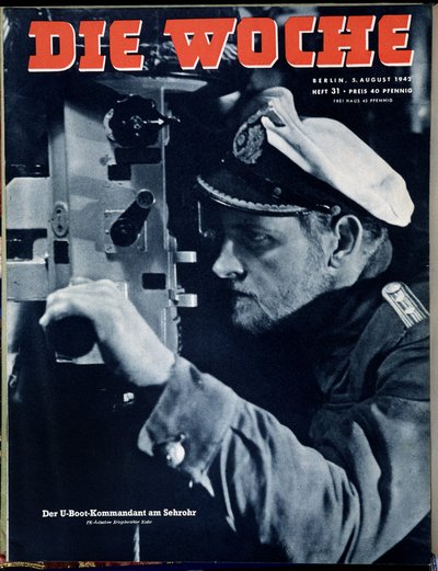 Niemiecka Marynarka Wojenna, dowódca U-Boota w obserwacji peryskopu, okładka „Die Woche”, 5.08.1942. autorstwa German School