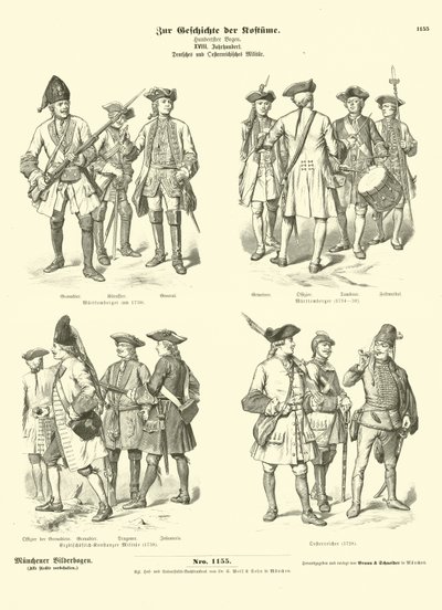 Niemieckie i austriackie mundury wojskowe, XVIII wiek autorstwa German School