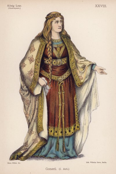 Goneril, z Króla Leara Szekspira (kolor lito) autorstwa German School