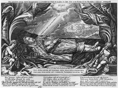 Gustaw Adolf II (1594-1632) król Szwecji na łożu śmierci, 1633 autorstwa German School