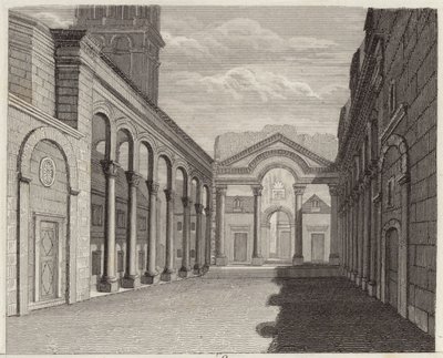 Sala Pałacu Cesarza Rzymskiego Dioklecjana, Spalato (Split, Chorwacja). Ilustracja do Atlasu Bilder (grawerowanie) autorstwa German School