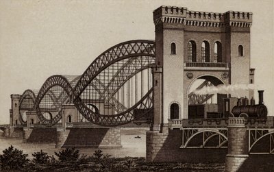 Hamburg: Eisenbahn-Elb-Brucke, most kolejowy na Łabie (lito) autorstwa German School