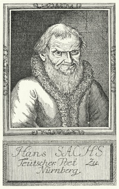 Hans Sachs, niemiecki dramaturg i pisarz (grafika) autorstwa German School