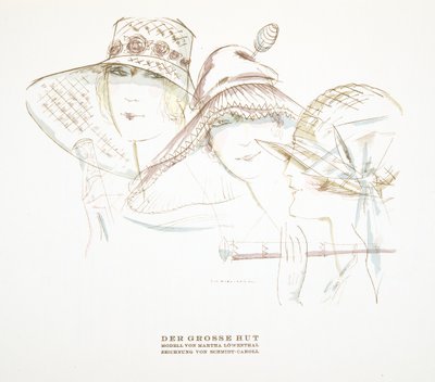 Hat Designs by Martha Lowenthal, z Styl, wyd. 1922 (odbitka w pochoirze) autorstwa German School